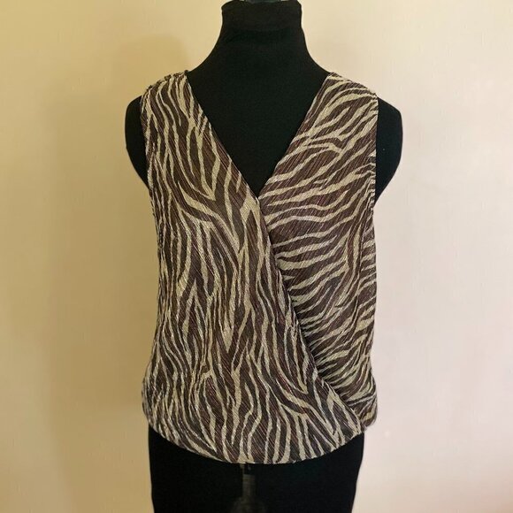 Anthropologie Eri + Ali Black Gold Shimmer Sleeveless Women’s Top Size Small NWT - Picture 2 of 6